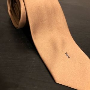 YSL Yves Saint Laurent Gold Silk Necktie